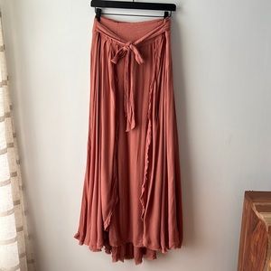 Free People Coast To Coast Wrap maxi Skirt in Summer Bronze.  Size medium.